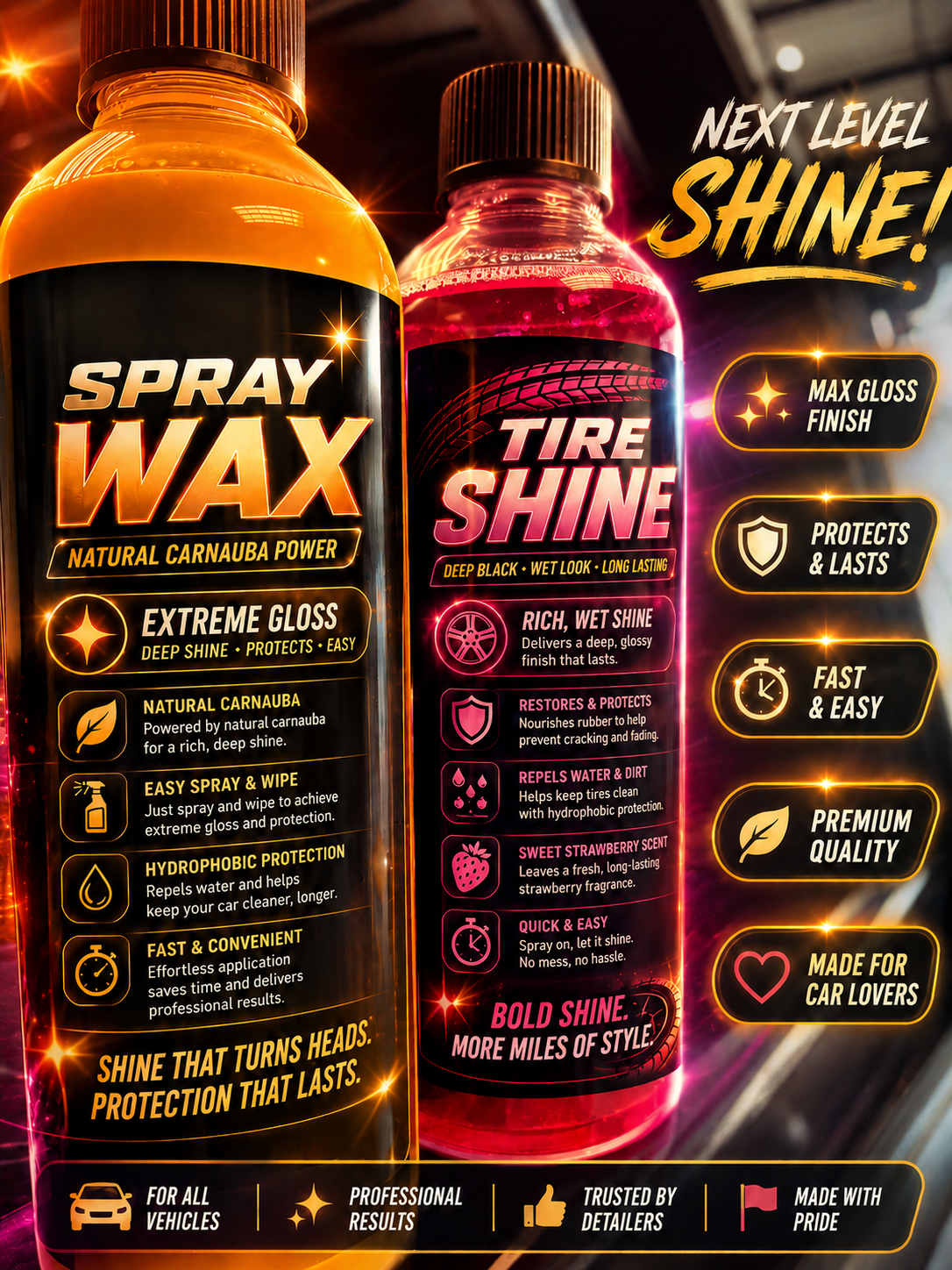 Spray wax & Tire shine